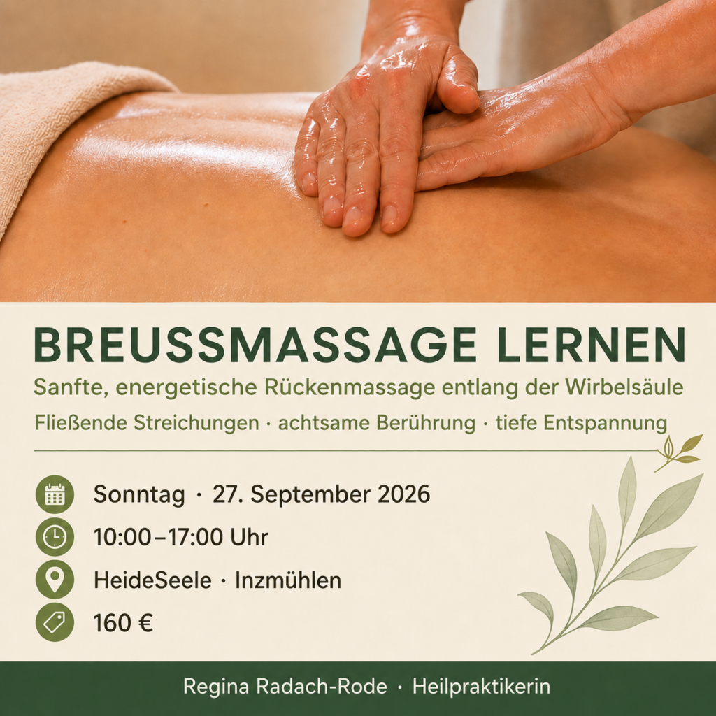 Fortbildung Breussmassage am 27. September 2026 in der HeideSeele in Inzmühlen